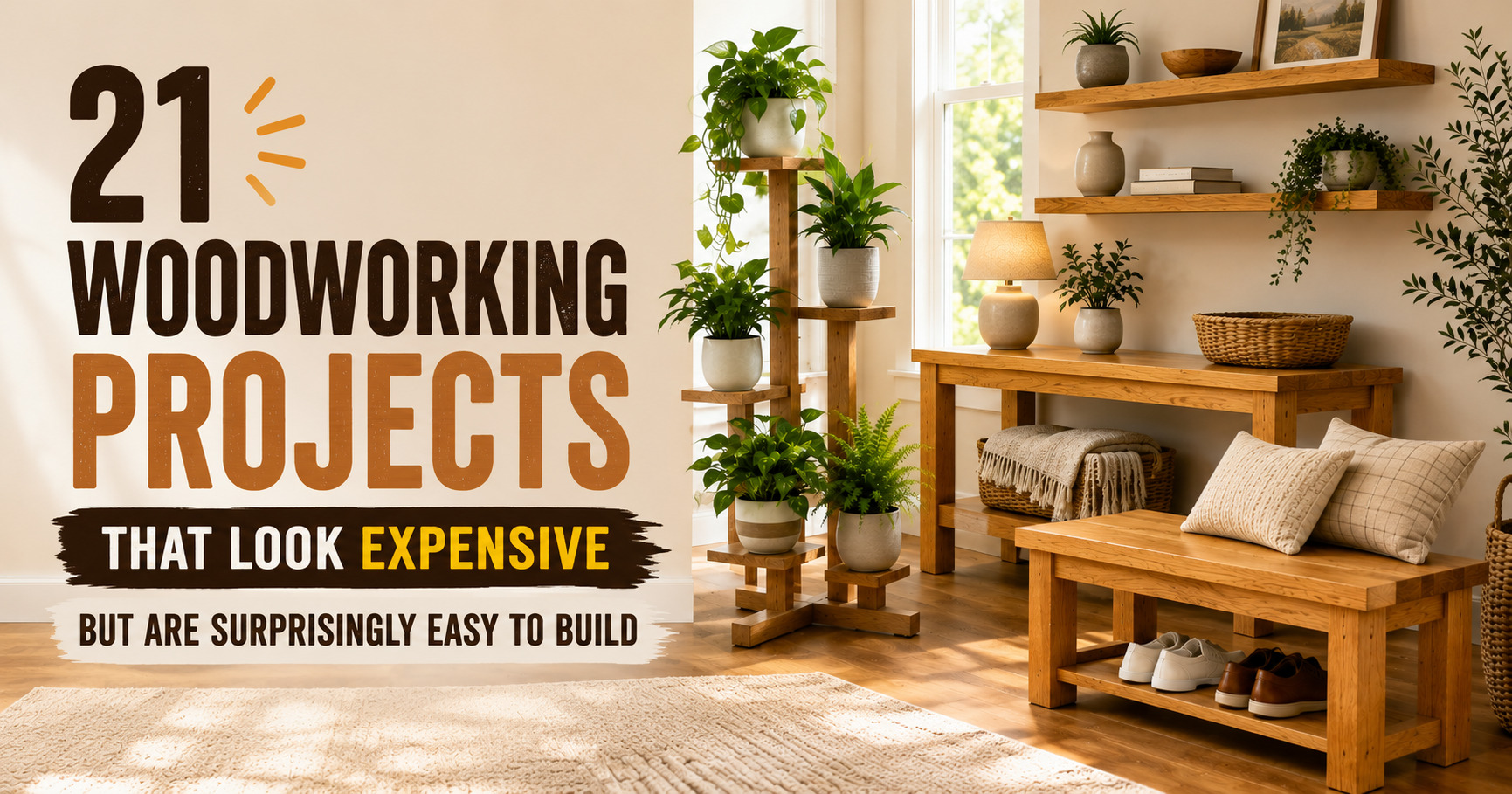 Easy DIY woodworking projects featuring handmade wooden furniture for the home
