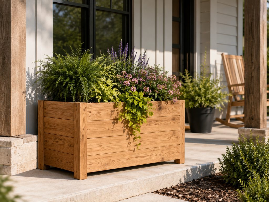 Modern handmade wooden outdoor planter box