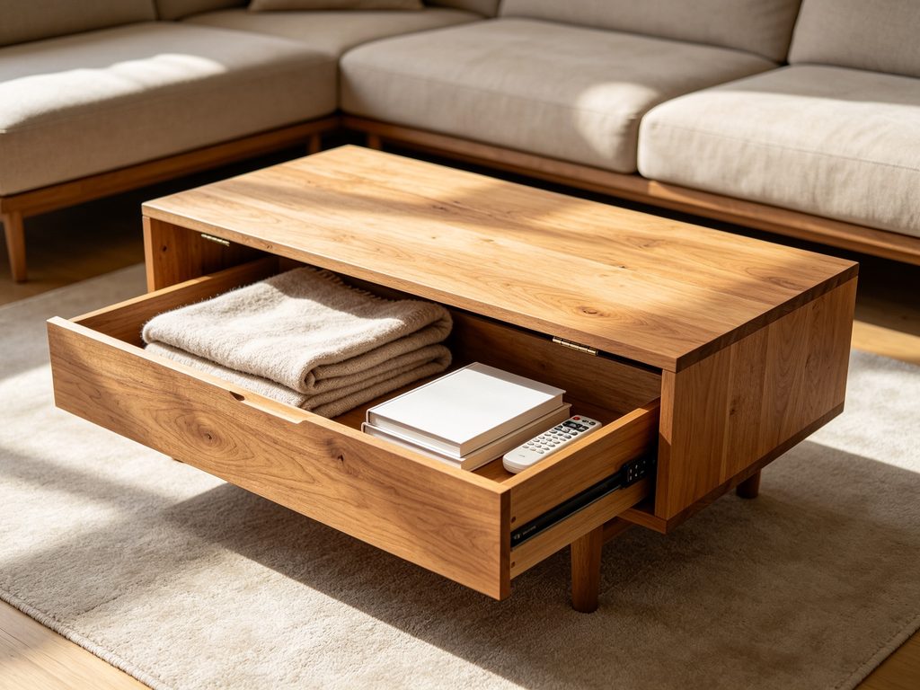 DIY wooden coffee table with hidden storage compartment